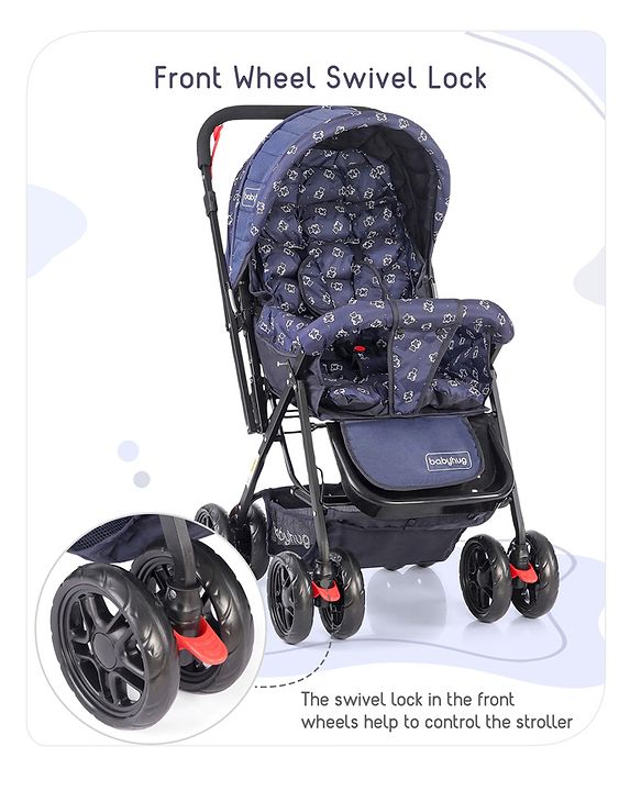 Babyhug Cocoon Stroller With Mosquito Net & Reversible Handle - Blue