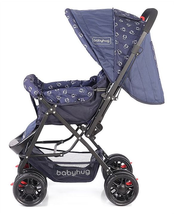 Babyhug Cocoon Stroller With Mosquito Net & Reversible Handle - Blue
