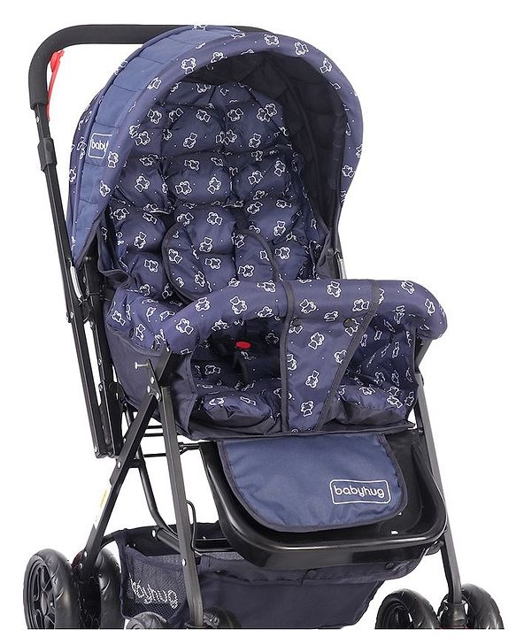 Babyhug Cocoon Stroller With Mosquito Net & Reversible Handle - Blue