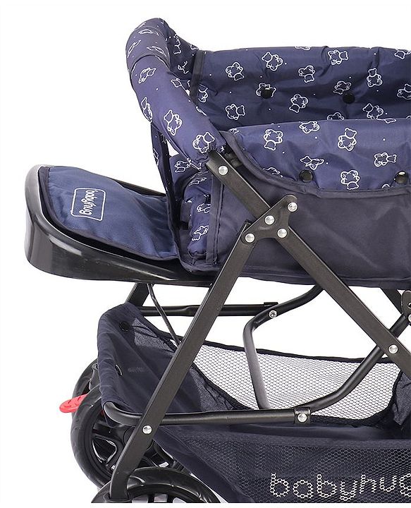 Babyhug Cocoon Stroller With Mosquito Net & Reversible Handle - Blue