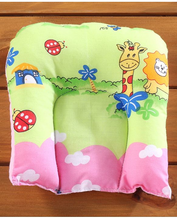 Babyhug Cotton Bedding Set with Center Zip Mosquito Net Animals With House Print- Pink