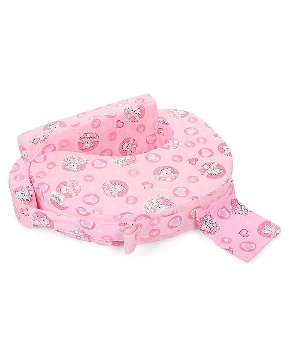 Babyhug Cotton Feeding Pillow Teddy & Hearts Print - Pink