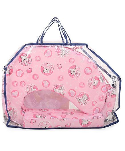 Babyhug Cotton Feeding Pillow Teddy & Hearts Print - Pink