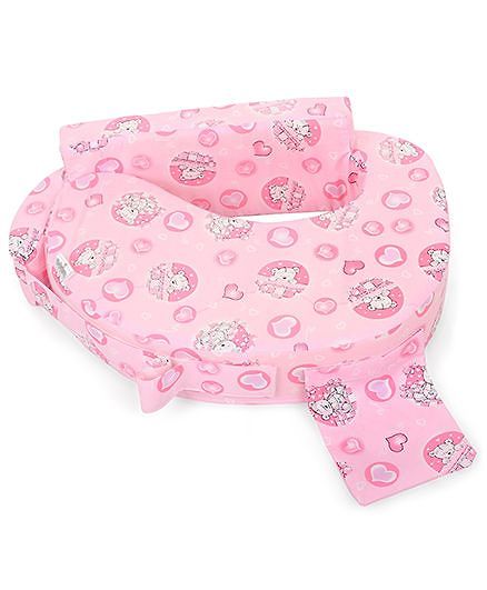 Babyhug Cotton Feeding Pillow Teddy & Hearts Print - Pink