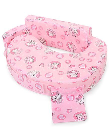Babyhug Cotton Feeding Pillow Teddy & Hearts Print - Pink