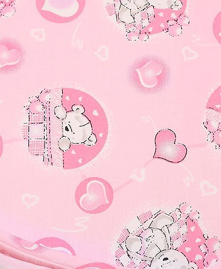 Babyhug Cotton Feeding Pillow Teddy & Hearts Print - Pink