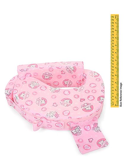 Babyhug Cotton Feeding Pillow Teddy & Hearts Print - Pink