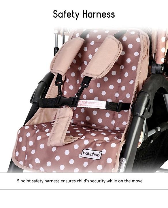 Babyhug Twinster Easy Foldable Twin Stroller with Adjustable Legrest - Coffee Brown