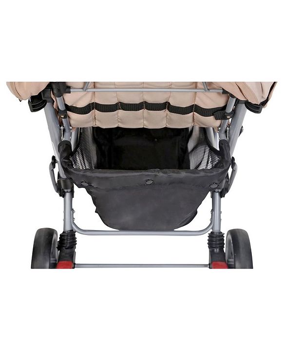 Babyhug Twinster Easy Foldable Twin Stroller with Adjustable Legrest - Coffee Brown