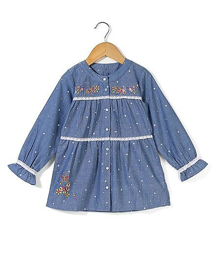 Bleeding Blue by Babyhug Full Sleeves Top Star Print - Blue