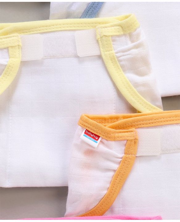 Babyhug 100% Cotton Cloth Nappies With Velcro Small Set Of 5 - Multicolor