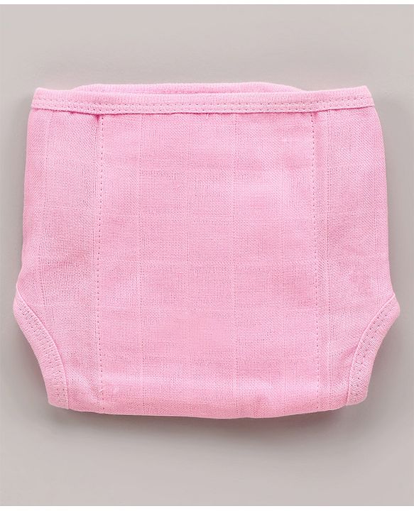 Babyhug Muslin Cotton Reusable Cloth Nappies With Velcro Large  Set Of 5 - Pink