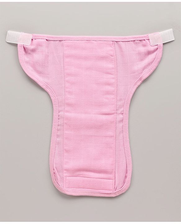 Babyhug Muslin Cotton Reusable Cloth Nappies With Velcro Large  Set Of 5 - Pink