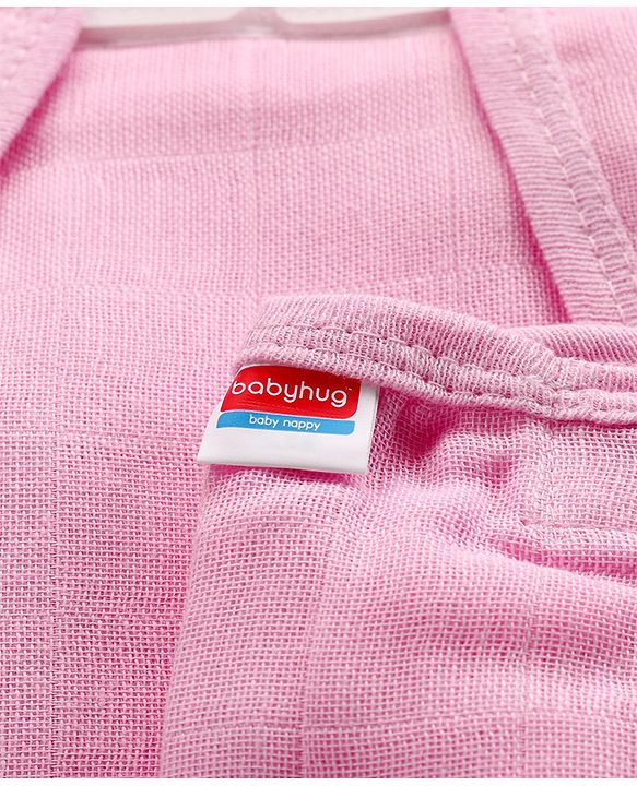 Babyhug Muslin Cotton Reusable Cloth Nappies With Velcro Large  Set Of 5 - Pink