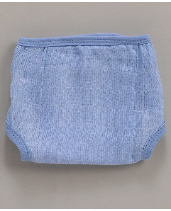 Babyhug Muslin Cotton Reusable Cloth Nappies With Velcro Small Set Of 5 - Blue