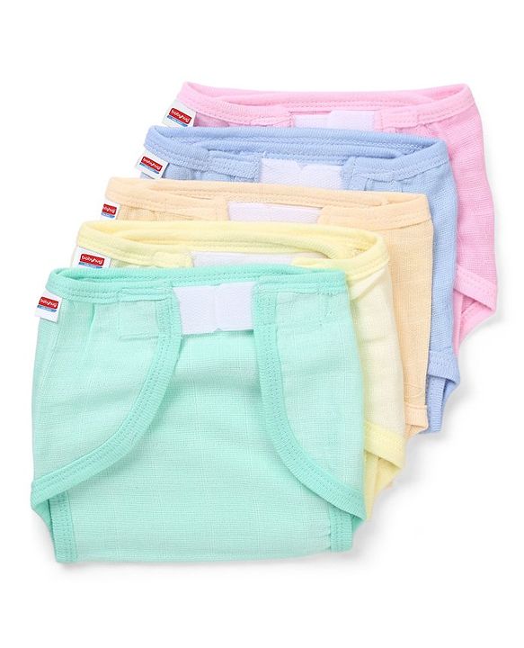 Babyhug Muslin Cloth Nappy Set of 5 Small - Solid Assorted Color