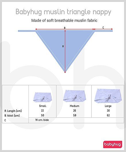 Babyhug 100% Cotton Triangle Cloth Nappies Small Set Of 5 - White