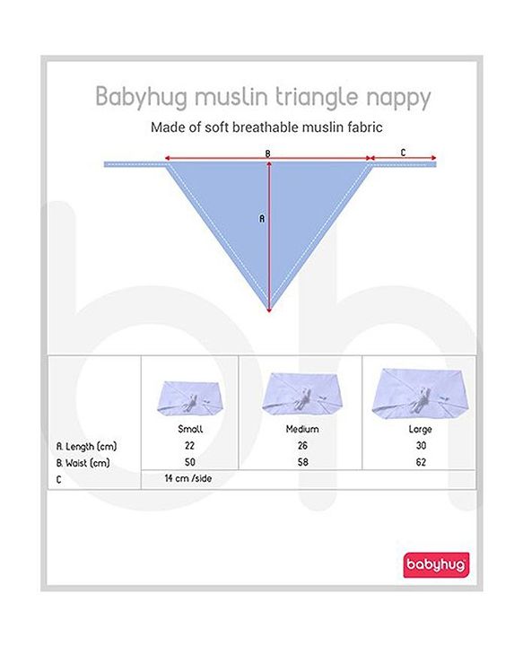 Babyhug 100% Cotton Triangle Cloth Nappies Large Set Of 5 - White