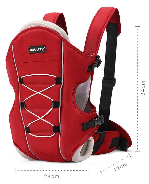 Babyhug Cuddle Up 3 Way Baby Carrier With Padded Lumbar Strap - Red