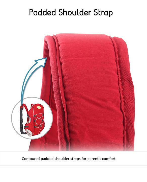 Babyhug Cuddle Up 3 Way Baby Carrier With Padded Lumbar Strap - Red