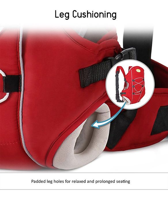 Babyhug Cuddle Up 3 Way Baby Carrier With Padded Lumbar Strap - Red