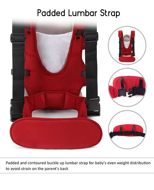 Babyhug Cuddle Up 3 Way Baby Carrier With Padded Lumbar Strap - Red