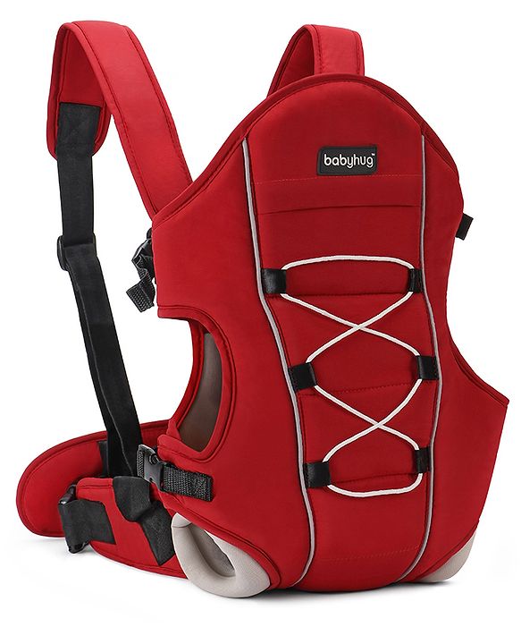 Babyhug Cuddle Up 3 Way Baby Carrier With Padded Lumbar Strap - Red