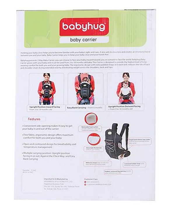 Babyhug Cuddle Up 3 Way Baby Carrier With Padded Lumbar Strap - Red