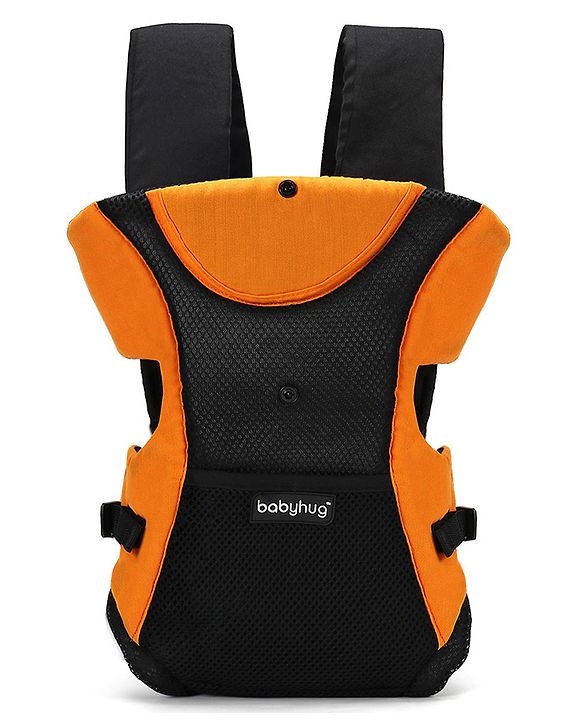 Babyhug Kangaroo Pouch 3 Way Baby Carrier Flexible Head Support - Orange & Black