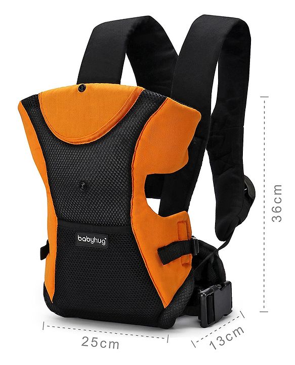 Babyhug Kangaroo Pouch 3 Way Baby Carrier Flexible Head Support - Orange & Black
