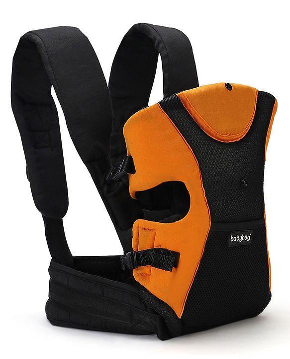 Babyhug Kangaroo Pouch 3 Way Baby Carrier Flexible Head Support - Orange & Black