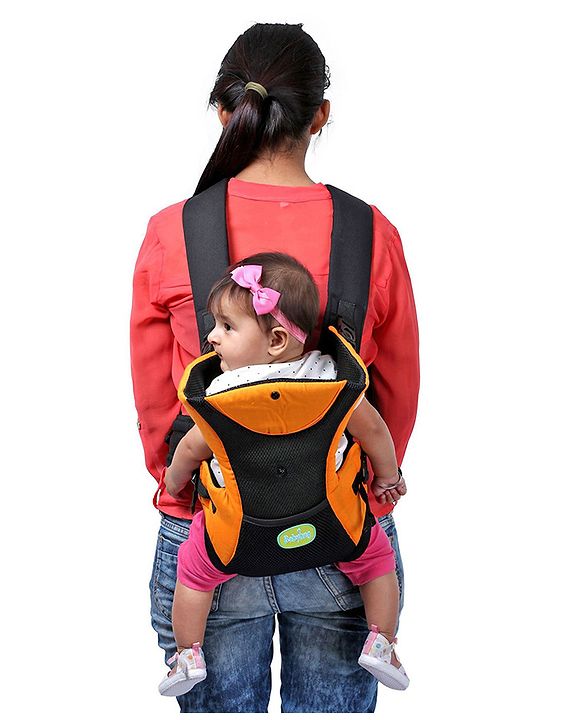 Babyhug Kangaroo Pouch 3 Way Baby Carrier Flexible Head Support - Orange & Black
