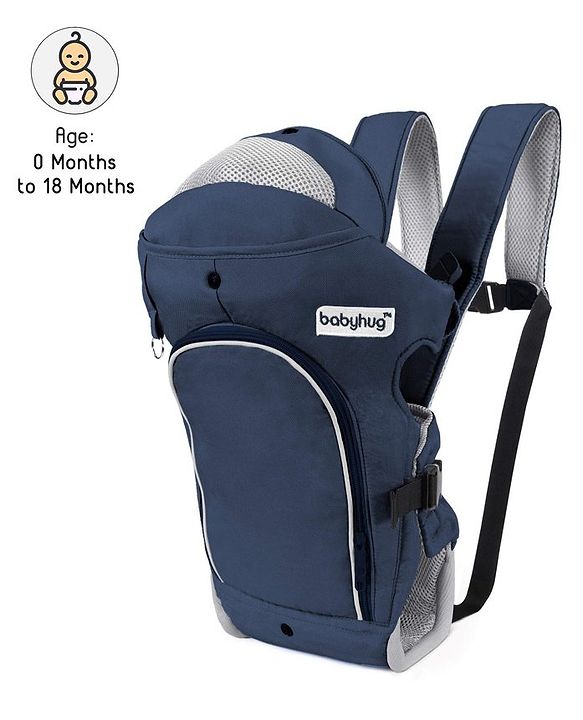 Babyhug Comfort Nest 3 Way Baby Carrier With Adjustable Infant Head Support - Navy