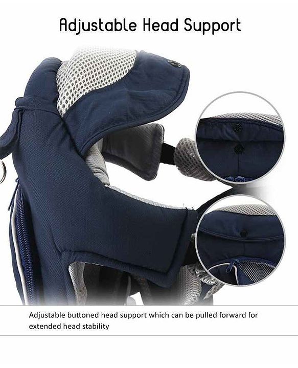 Babyhug Comfort Nest 3 Way Baby Carrier With Adjustable Infant Head Support - Navy