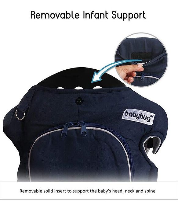 Babyhug Comfort Nest 3 Way Baby Carrier With Adjustable Infant Head Support - Navy
