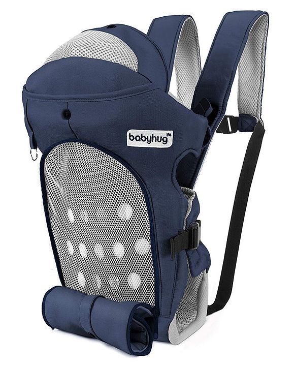 Babyhug Comfort Nest 3 Way Baby Carrier With Adjustable Infant Head Support - Navy