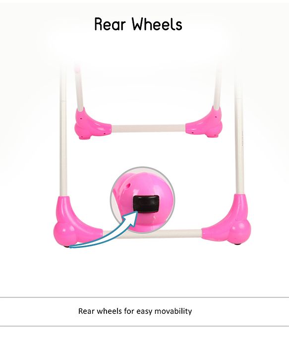 Babyhug Easy Diner High Chair With 5 Adjustable Heights & 3 Level Seat Recline - Pink