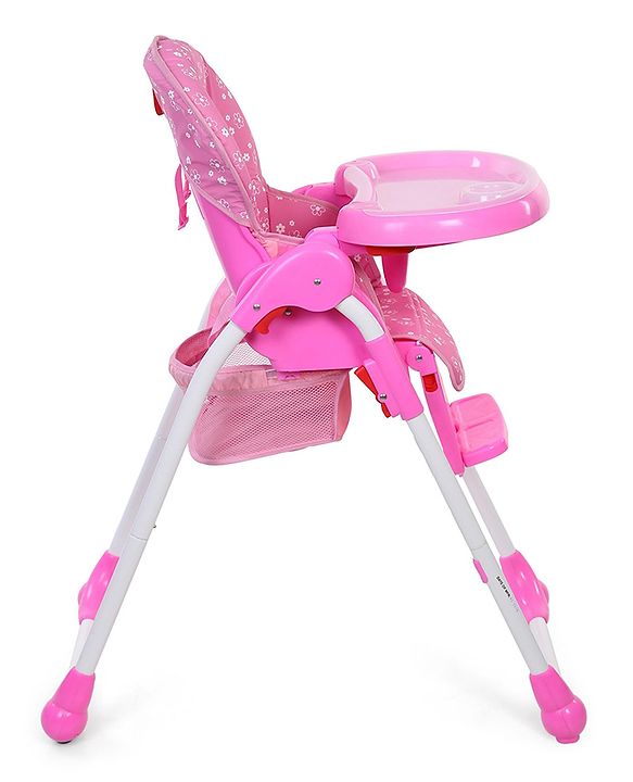 Babyhug Easy Diner High Chair With 5 Adjustable Heights & 3 Level Seat Recline - Pink
