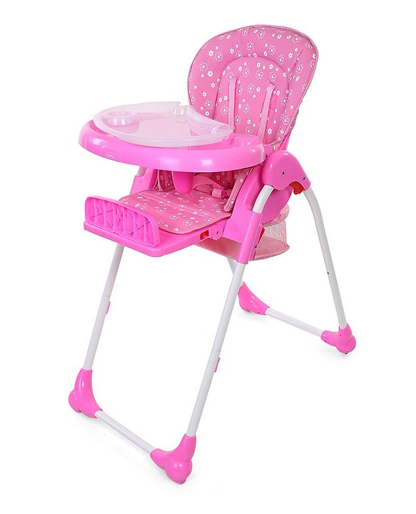 Babyhug Easy Diner High Chair With 5 Adjustable Heights & 3 Level Seat Recline - Pink