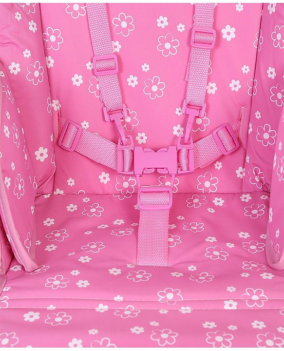 Babyhug Easy Diner High Chair With 5 Adjustable Heights & 3 Level Seat Recline - Pink