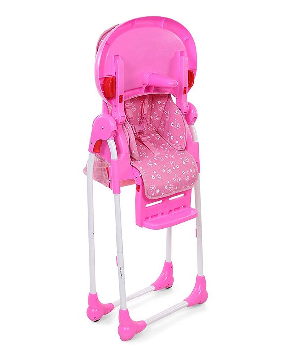 Babyhug Easy Diner High Chair With 5 Adjustable Heights & 3 Level Seat Recline - Pink