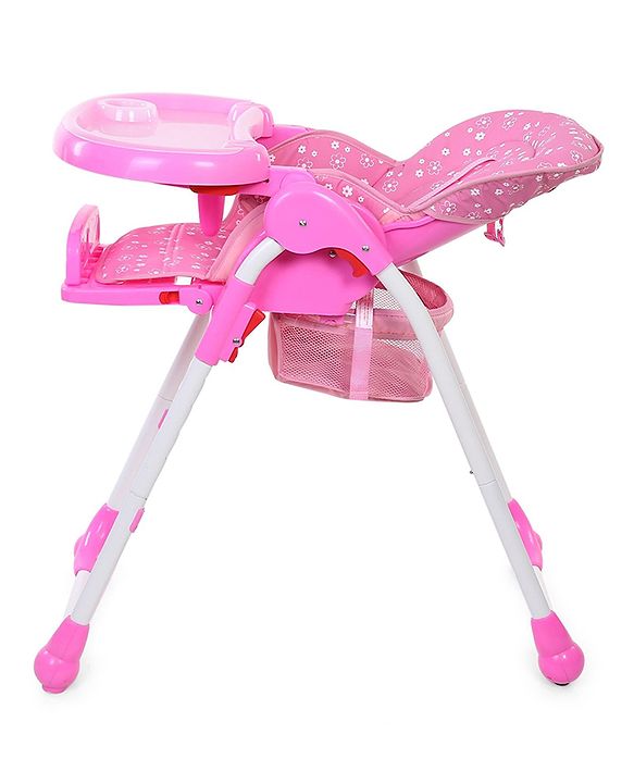 Babyhug Easy Diner High Chair With 5 Adjustable Heights & 3 Level Seat Recline - Pink