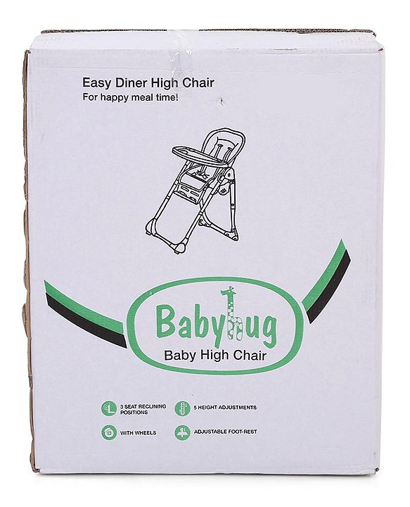 Babyhug Easy Diner High Chair With 5 Adjustable Heights & 3 Level Seat Recline - Pink