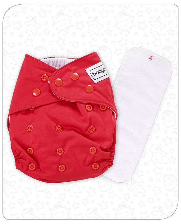Babyhug Free Size Reusable Cloth Nappies With Insert - Red