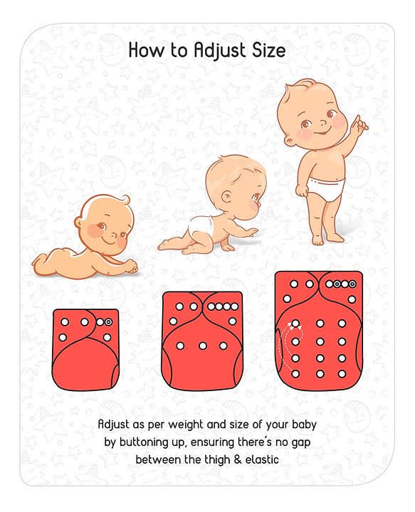 Babyhug Free Size Reusable Cloth Nappies With Insert - Red