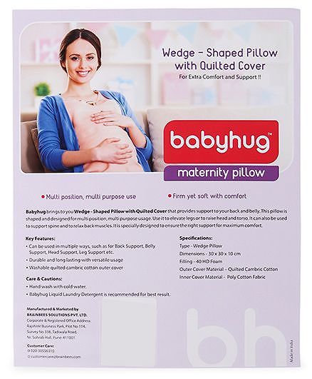 Babyhug Maternity Wedge Pillow With Quilted Cover - Blue
