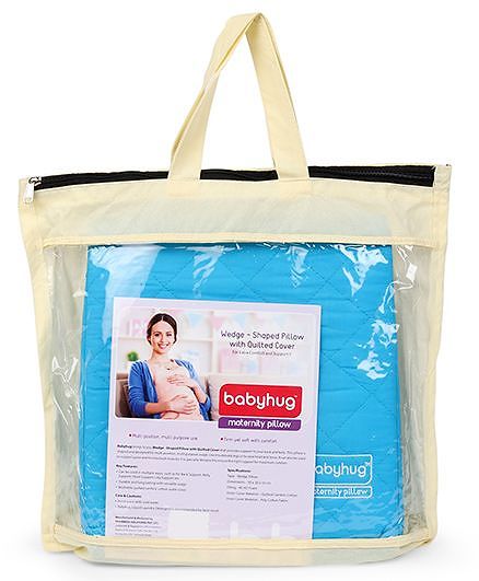 Babyhug Maternity Wedge Pillow With Quilted Cover - Blue