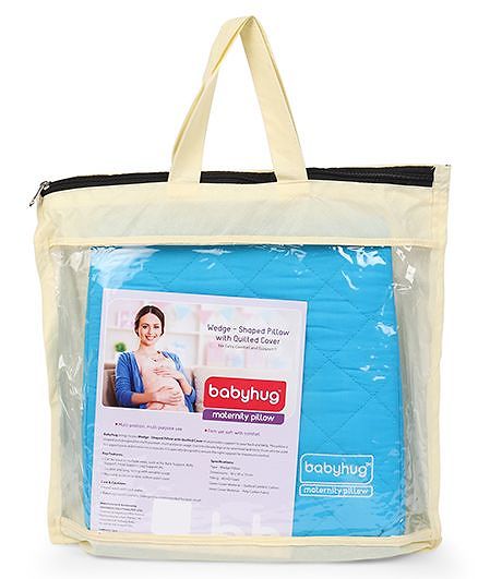 Babyhug Maternity Wedge Pillow With Quilted Cover - Blue