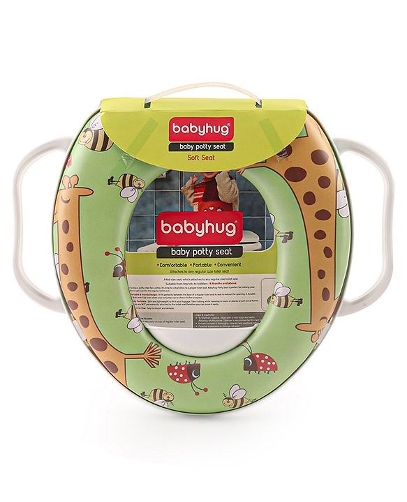 Babyhug Potty Seat With Handle Animal Print - Green