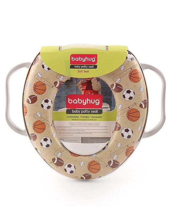 Babyhug Potty Seat With Handle Football Print - Light Brown